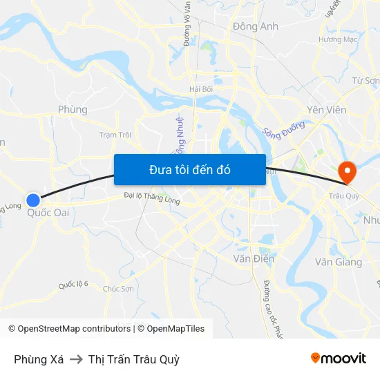 Phùng Xá to Thị Trấn Trâu Quỳ map