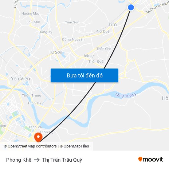 Phong Khê to Thị Trấn Trâu Quỳ map