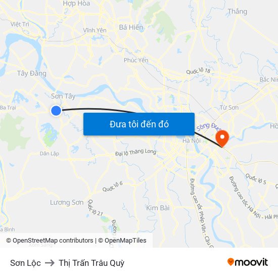 Sơn Lộc to Thị Trấn Trâu Quỳ map