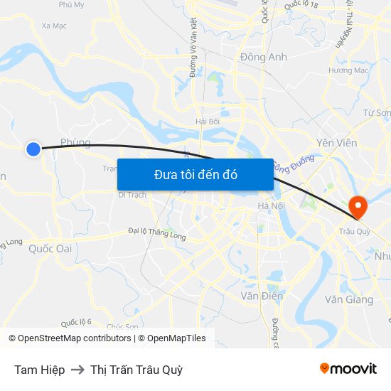 Tam Hiệp to Thị Trấn Trâu Quỳ map