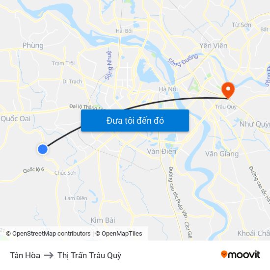 Tân Hòa to Thị Trấn Trâu Quỳ map