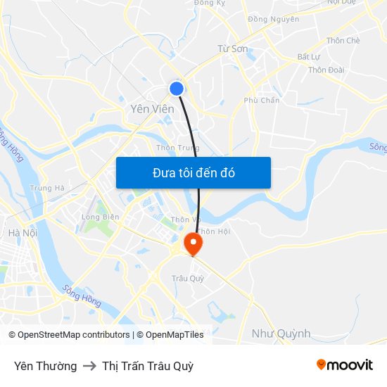 Yên Thường to Thị Trấn Trâu Quỳ map