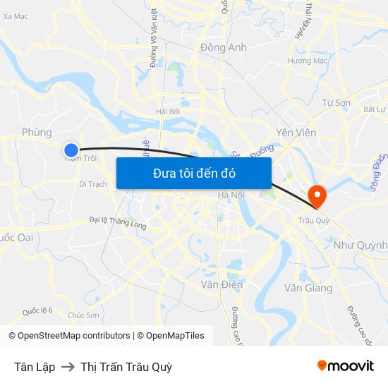 Tân Lập to Thị Trấn Trâu Quỳ map