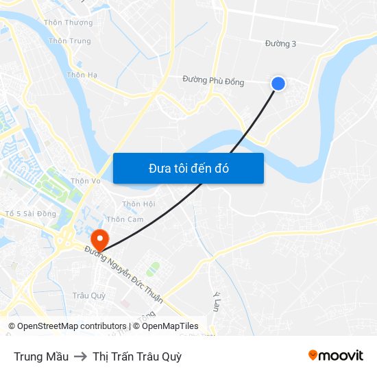 Trung Mầu to Thị Trấn Trâu Quỳ map