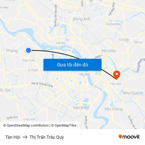 Tân Hội to Thị Trấn Trâu Quỳ map