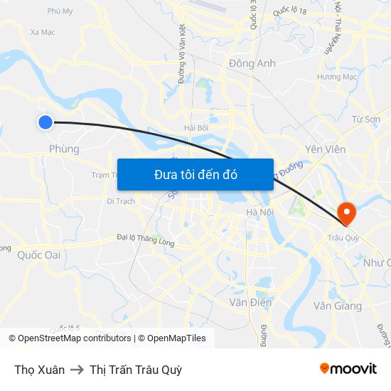 Thọ Xuân to Thị Trấn Trâu Quỳ map