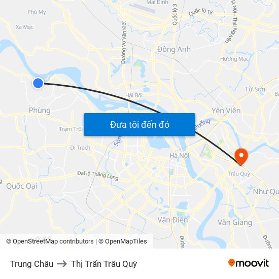 Trung Châu to Thị Trấn Trâu Quỳ map