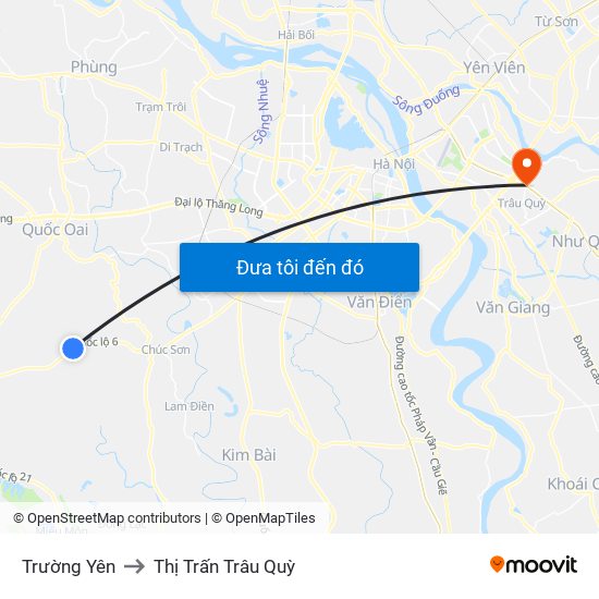 Trường Yên to Thị Trấn Trâu Quỳ map