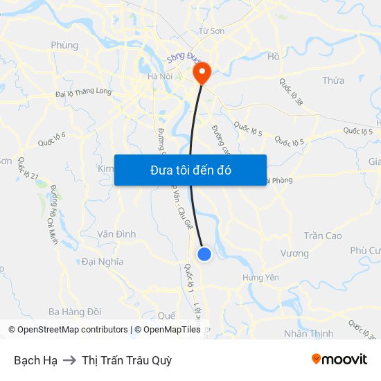 Bạch Hạ to Thị Trấn Trâu Quỳ map