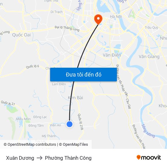 Xuân Dương to Phường Thành Công map