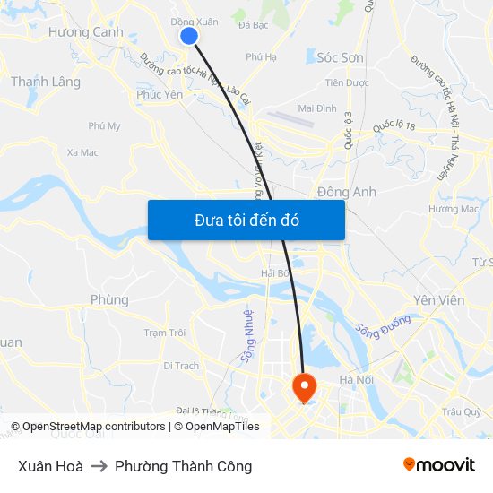 Xuân Hoà to Phường Thành Công map