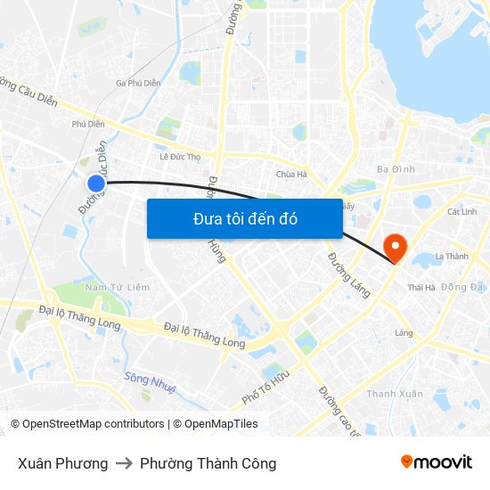 Xuân Phương to Phường Thành Công map