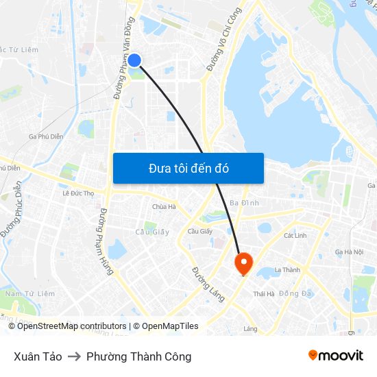 Xuân Tảo to Phường Thành Công map