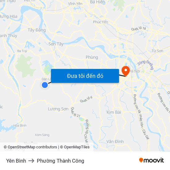 Yên Bình to Phường Thành Công map