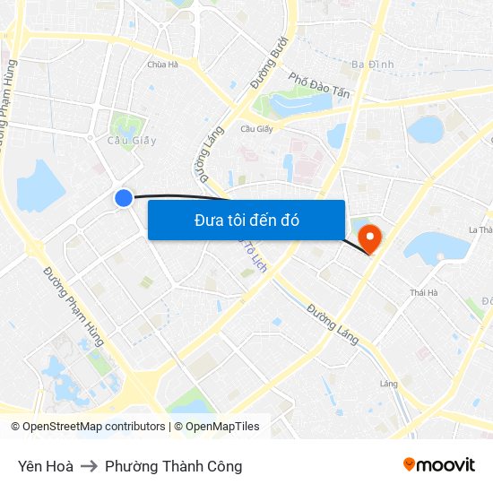 Yên Hoà to Phường Thành Công map