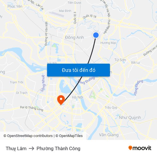 Thuỵ Lâm to Phường Thành Công map