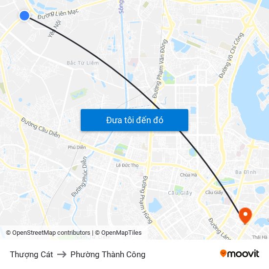 Thượng Cát to Phường Thành Công map