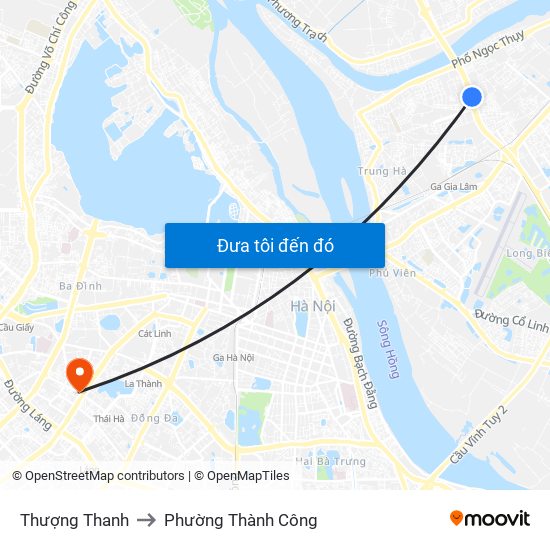 Thượng Thanh to Phường Thành Công map