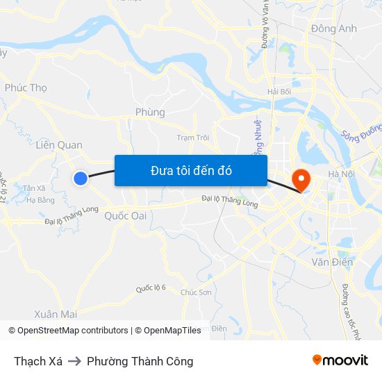 Thạch Xá to Phường Thành Công map