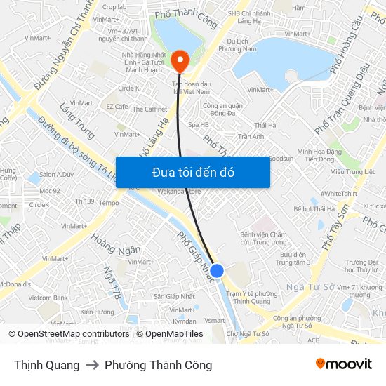 Thịnh Quang to Phường Thành Công map