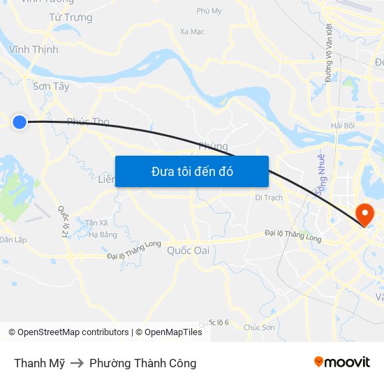 Thanh Mỹ to Phường Thành Công map