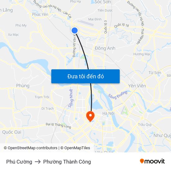 Phú Cường to Phường Thành Công map
