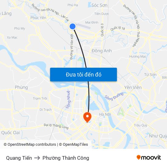 Quang Tiến to Phường Thành Công map