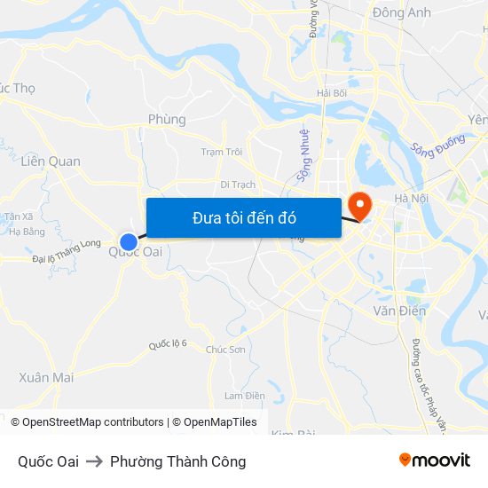 Quốc Oai to Phường Thành Công map