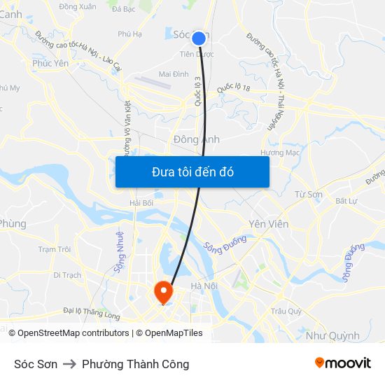 Sóc Sơn to Phường Thành Công map