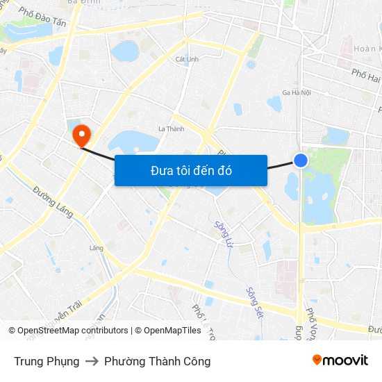 Trung Phụng to Phường Thành Công map