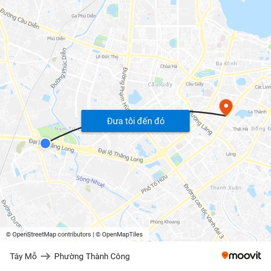 Tây Mỗ to Phường Thành Công map