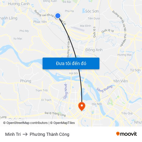 Minh Trí to Phường Thành Công map