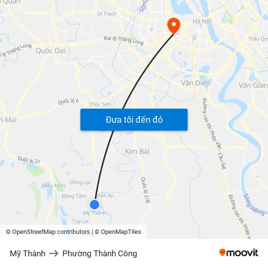 Mỹ Thành to Phường Thành Công map