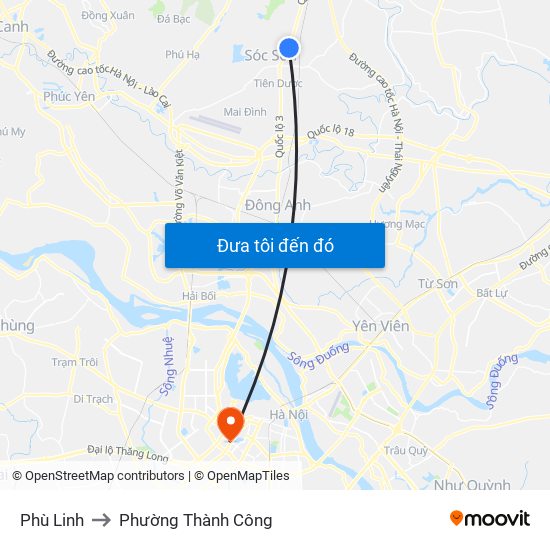 Phù Linh to Phường Thành Công map