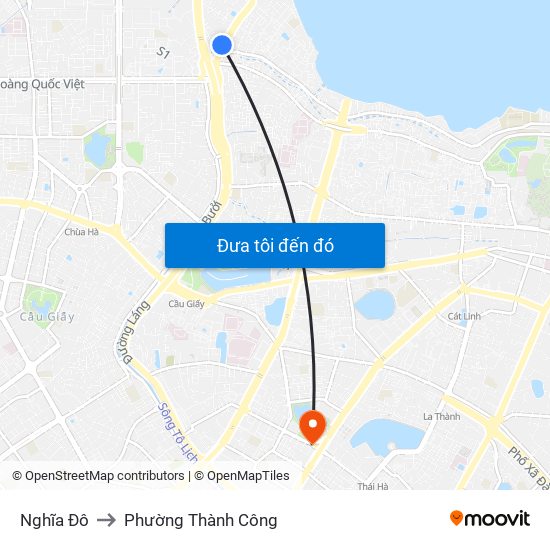 Nghĩa Đô to Phường Thành Công map