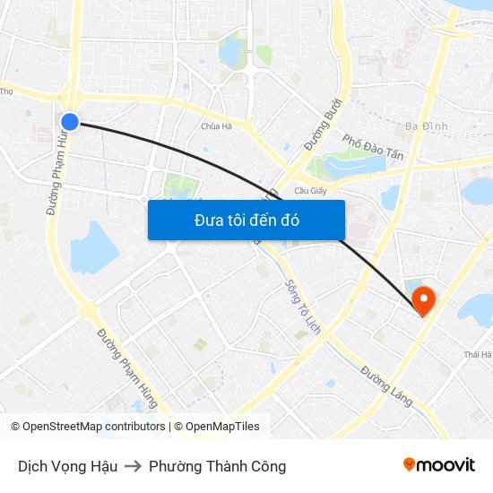 Dịch Vọng Hậu to Phường Thành Công map