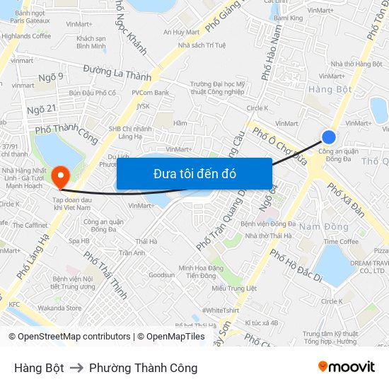Hàng Bột to Phường Thành Công map