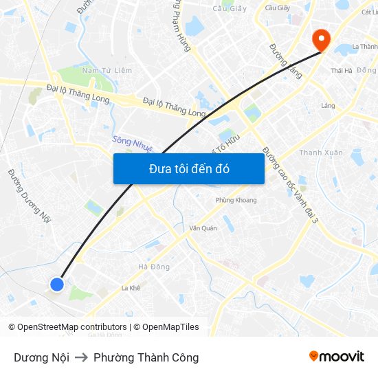 Dương Nội to Phường Thành Công map