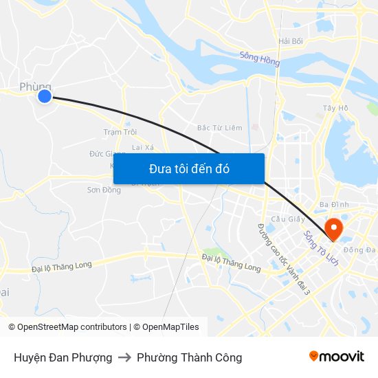 Huyện Đan Phượng to Phường Thành Công map