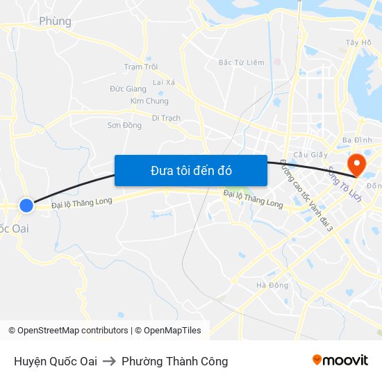 Huyện Quốc Oai to Phường Thành Công map