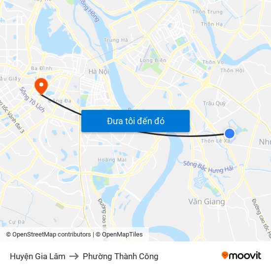 Huyện Gia Lâm to Phường Thành Công map