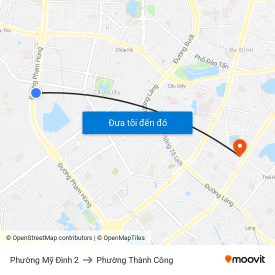 Phường Mỹ Đình 2 to Phường Thành Công map