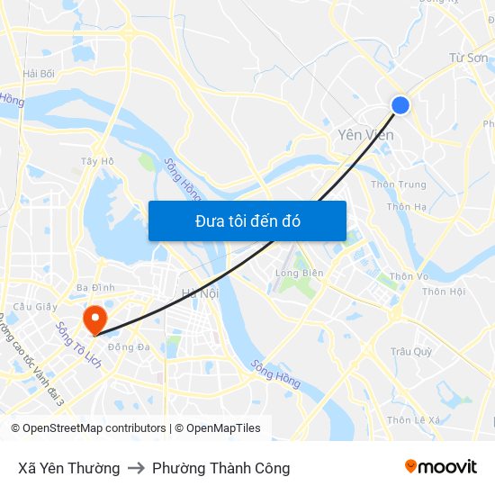 Xã Yên Thường to Phường Thành Công map