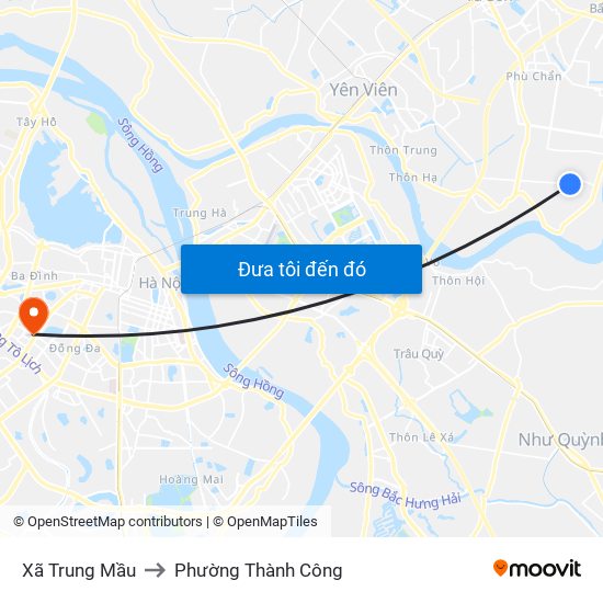 Xã Trung Mầu to Phường Thành Công map