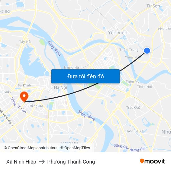 Xã Ninh Hiệp to Phường Thành Công map