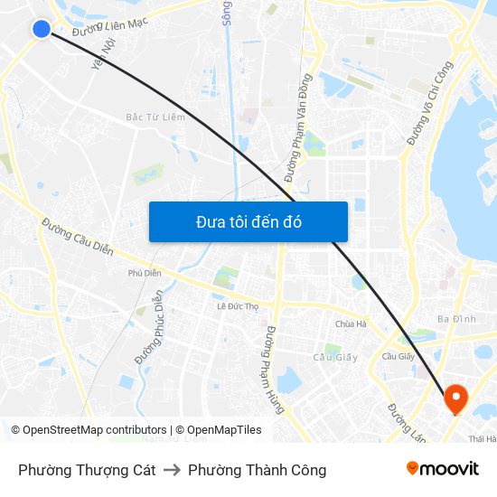 Phường Thượng Cát to Phường Thành Công map