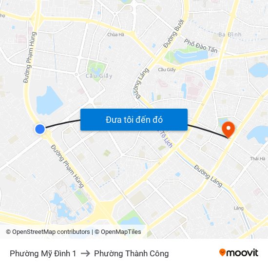 Phường Mỹ Đình 1 to Phường Thành Công map