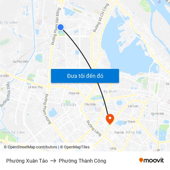 Phường Xuân Tảo to Phường Thành Công map