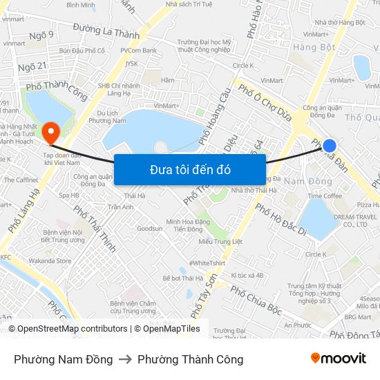 Phường Nam Đồng to Phường Thành Công map