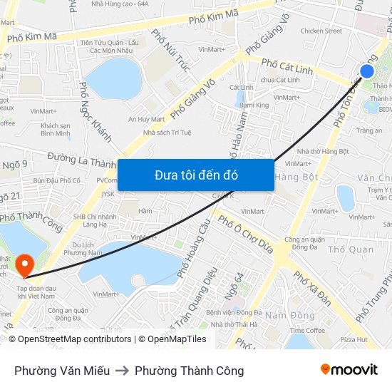 Phường Văn Miếu to Phường Thành Công map